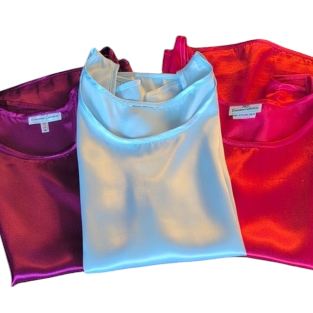 Y2K Vintage Executive Collection Silk Satin Cami Babydoll Trio Tops SZ M
